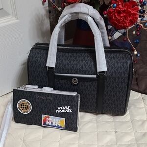 Michael Kors Gray and Black Duffel Bag Set